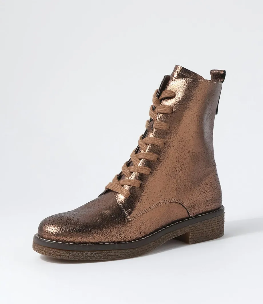 Gipsiee Bronze Crackle Leather Ankle Boots<DJANGO & JULIETTE Cheap