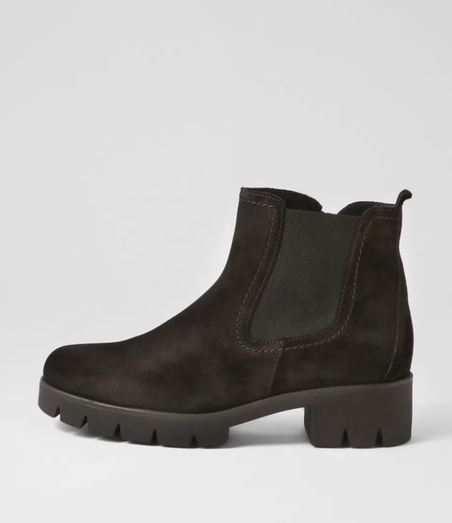 Gluck Schwarz Suede Chelsea Boots<GABOR New