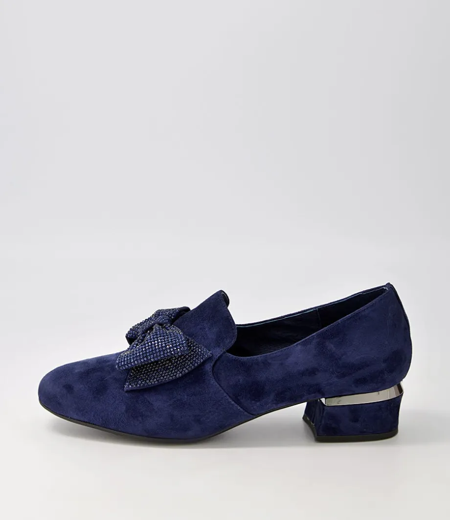 Grenada Navy Suede Jewels Heels<DJANGO & JULIETTE Cheap