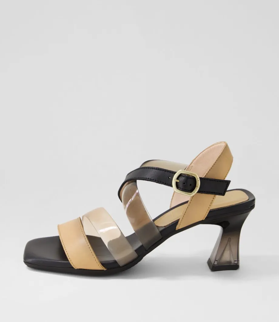 Greta 35 Desert Black Leather Vinylite Sandals<HISPANITAS Discount