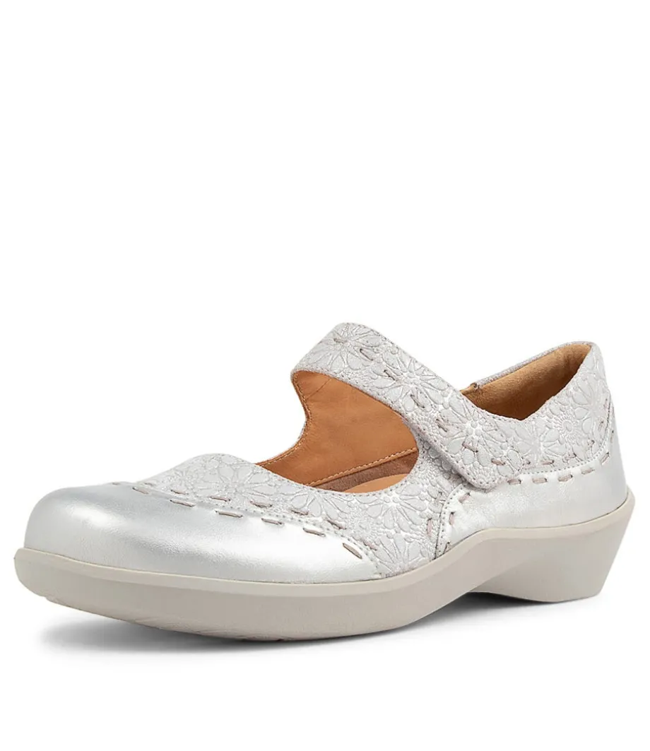 Gummibear Xw Silver Daisy Leather Flat Shoes<ZIERA Shop