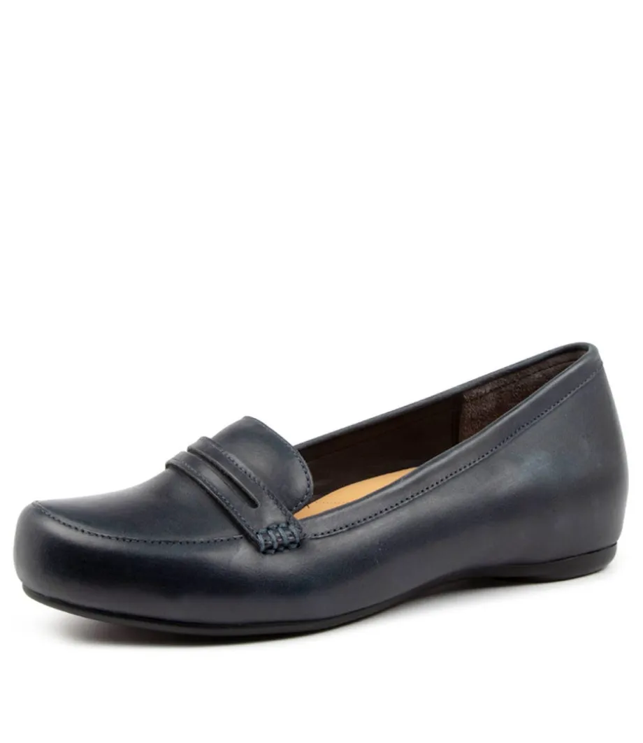 Hadi W Navy Leather<ZIERA Cheap
