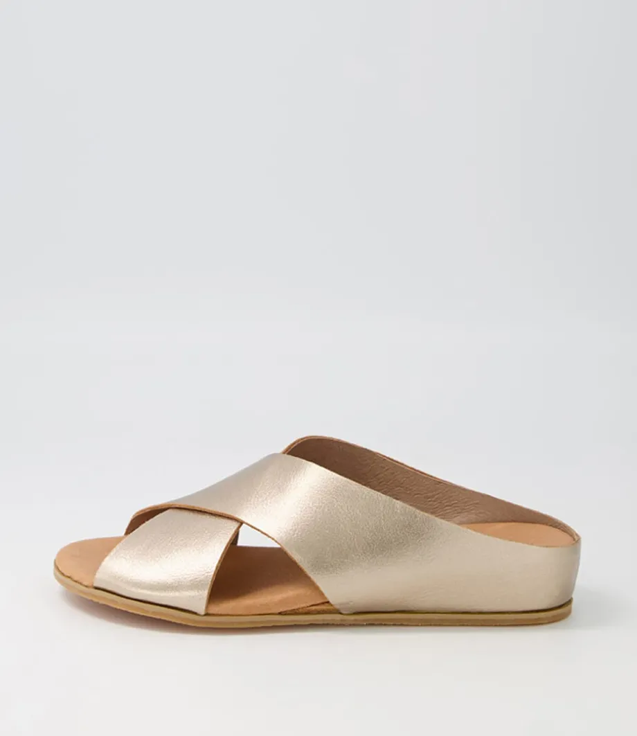 Harli Champagne Leather Slides<DJANGO & JULIETTE Cheap