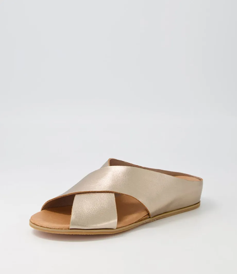 Harli Champagne Leather Slides<DJANGO & JULIETTE Cheap