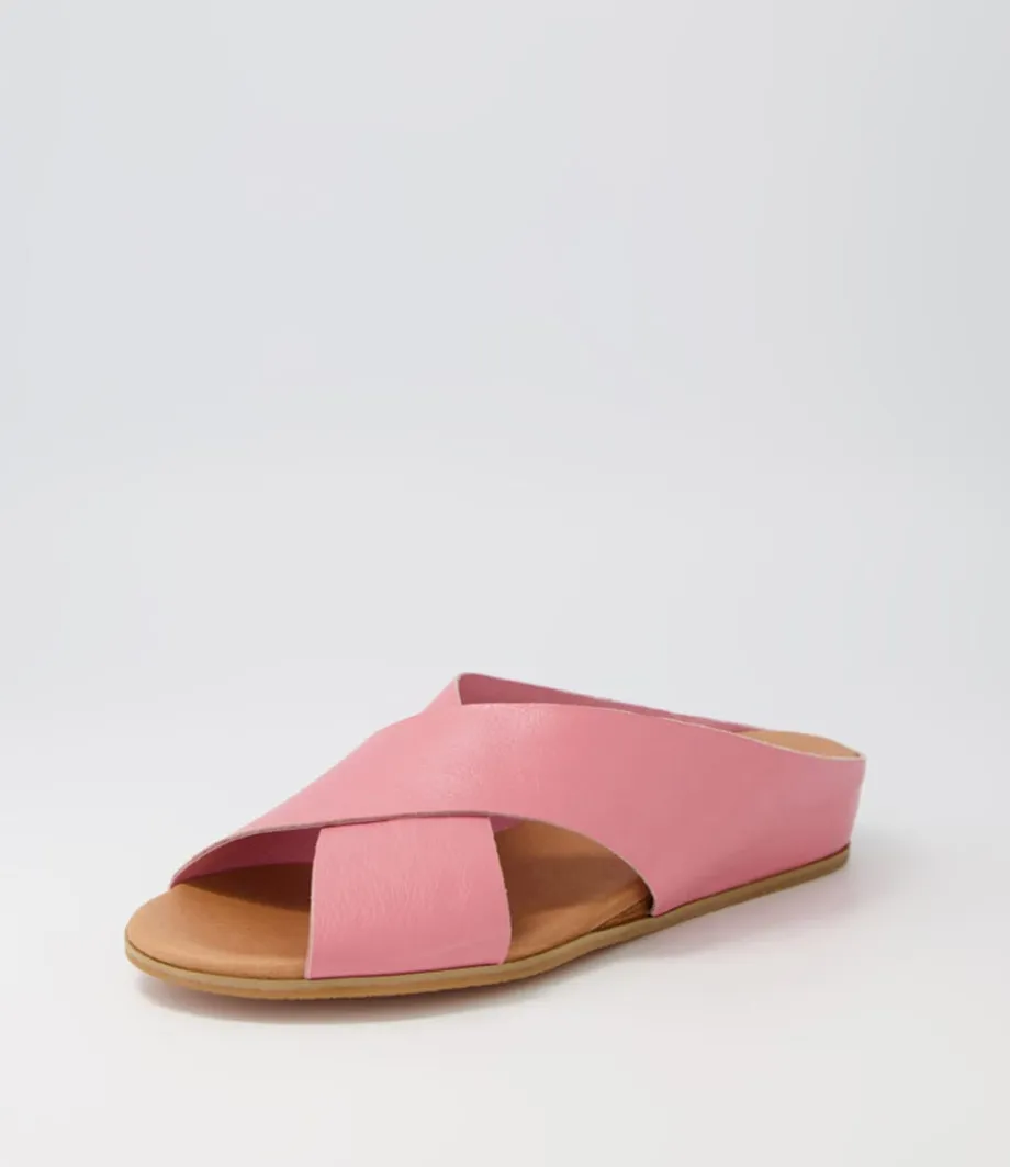 Harli Pretty Pink Leather Slides<DJANGO & JULIETTE Cheap