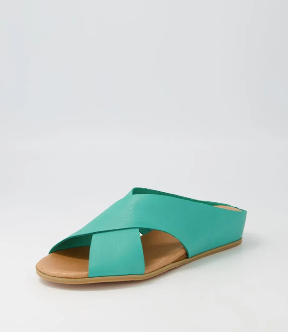 Harli Spearmint Leather Slides<DJANGO & JULIETTE Store