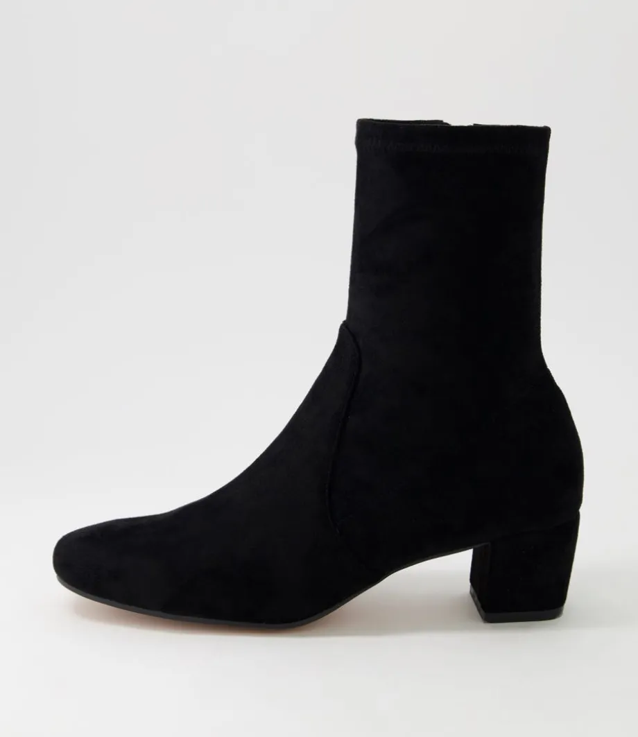 Hartful Black Stretch Microsuede Ankle Boots<DJANGO & JULIETTE Fashion