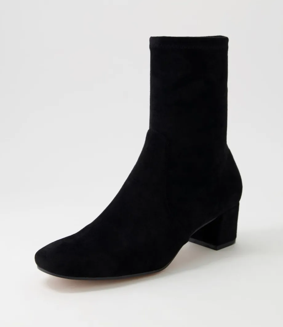 Hartful Black Stretch Microsuede Ankle Boots<DJANGO & JULIETTE Fashion