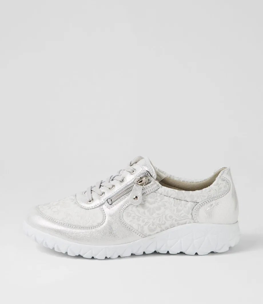 Havy Silber Weiss Leather Sneakers<WALDLAUFER Hot