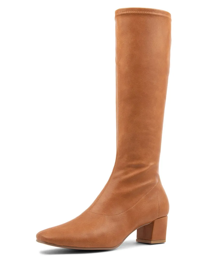 Hayleys Tan Stretch Knee High Boots<DJANGO & JULIETTE Discount