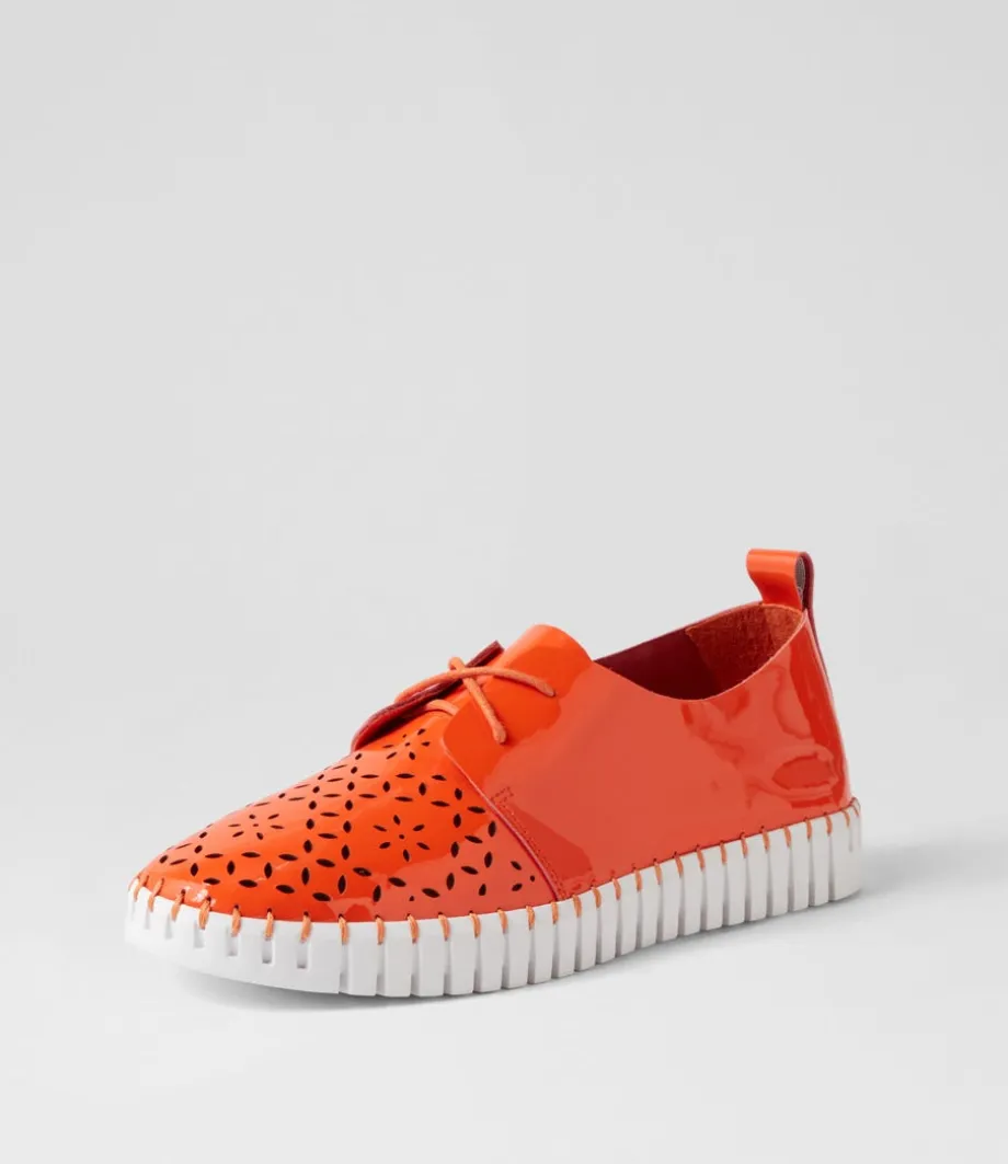 Hexter Orange White Patent Leather Sneakers<DJANGO & JULIETTE Cheap