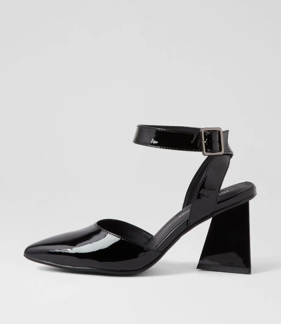 Hisa Black Patent Leather Heels<DJANGO & JULIETTE Clearance