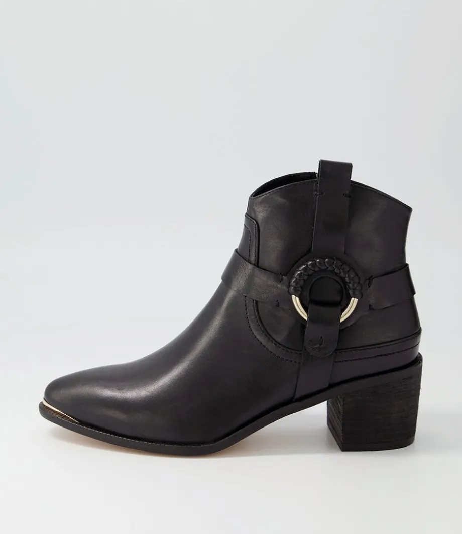 Hoyo Black Leather Ankle Boots<DJANGO & JULIETTE Outlet