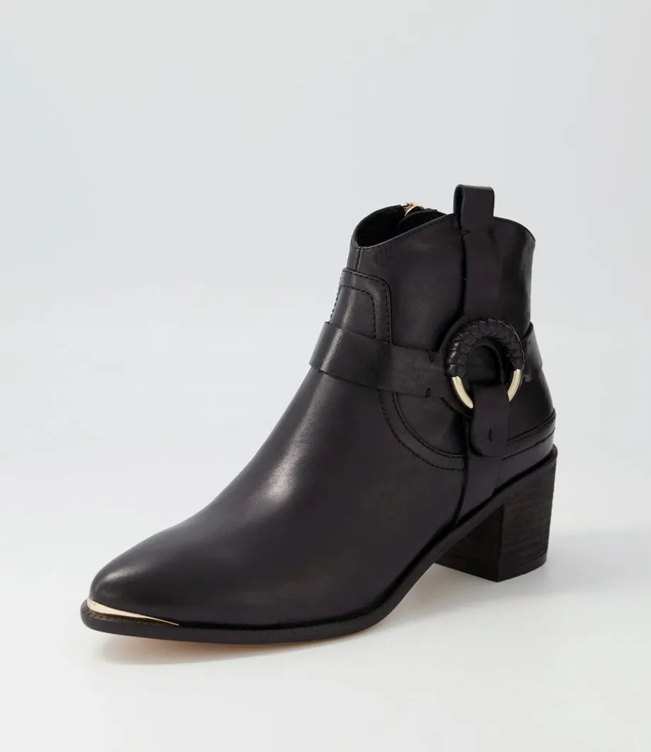 hoyo_black_leather_ankle_boots_1.webp Hoyo Black Leather Ankle Boots<DJANGO & JULIETTE Outlet