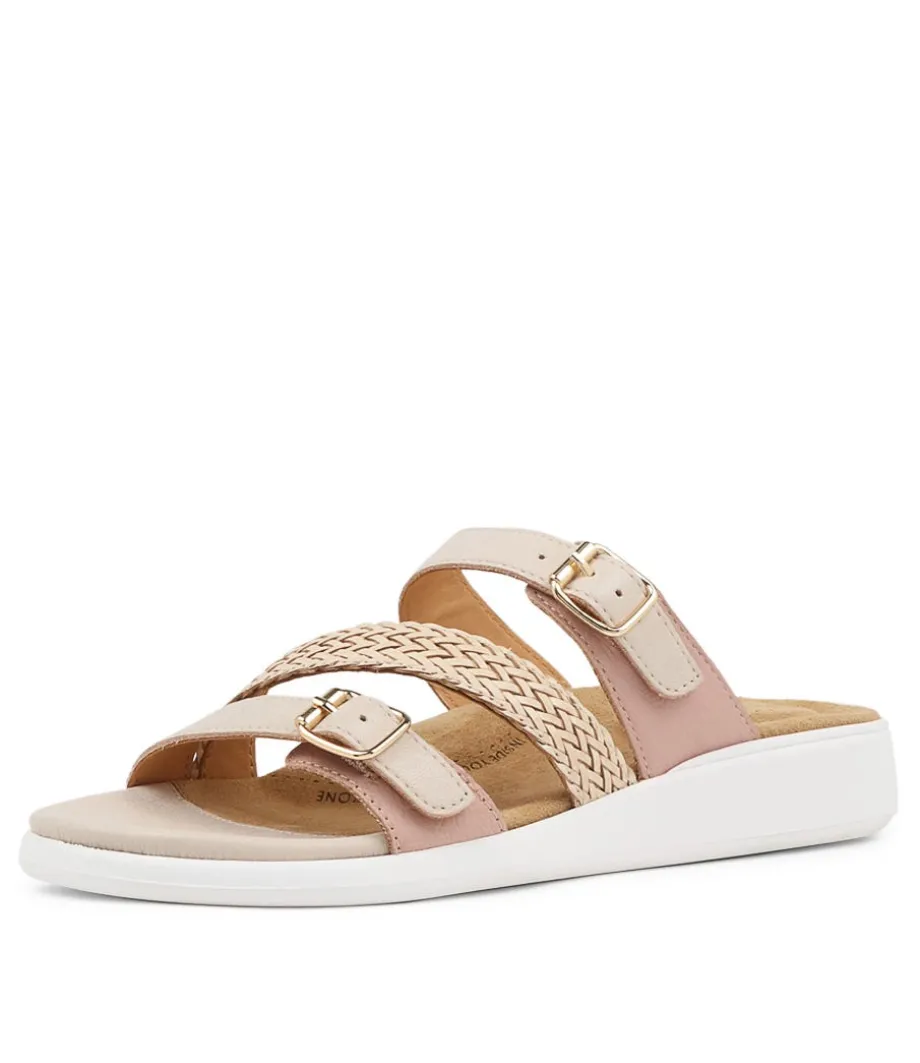 Ieanny W Nude Multi Leather Weave Slides<ZIERA Hot