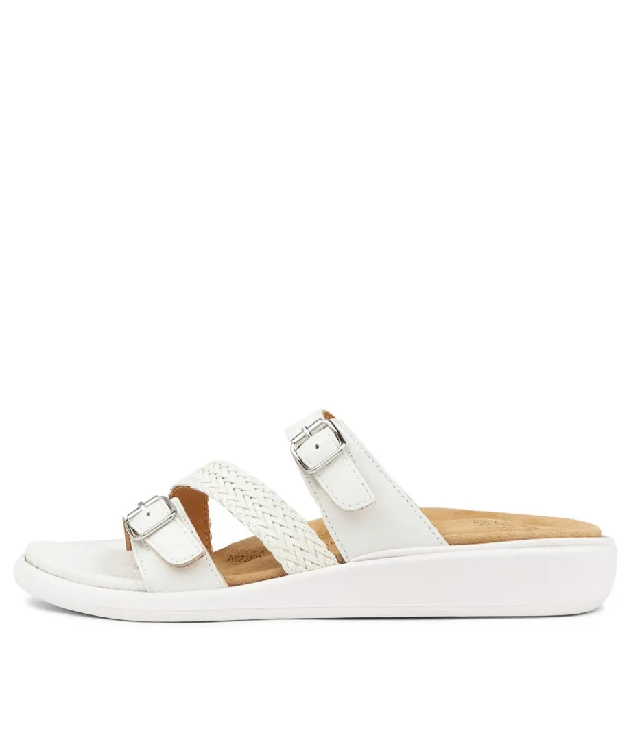 Ieanny W White Multi Leather Weave Slides<ZIERA Best Sale