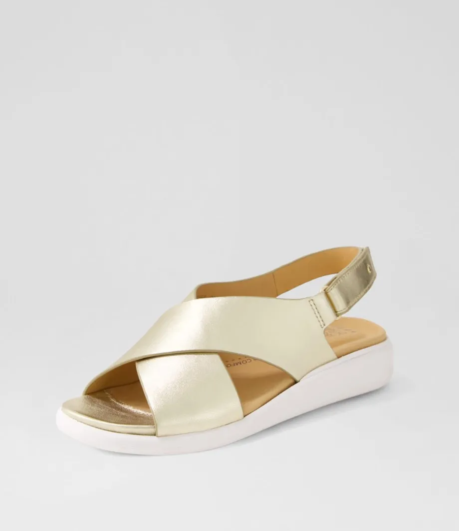 Ilda W Pale Gold Leather Sandals<ZIERA Cheap
