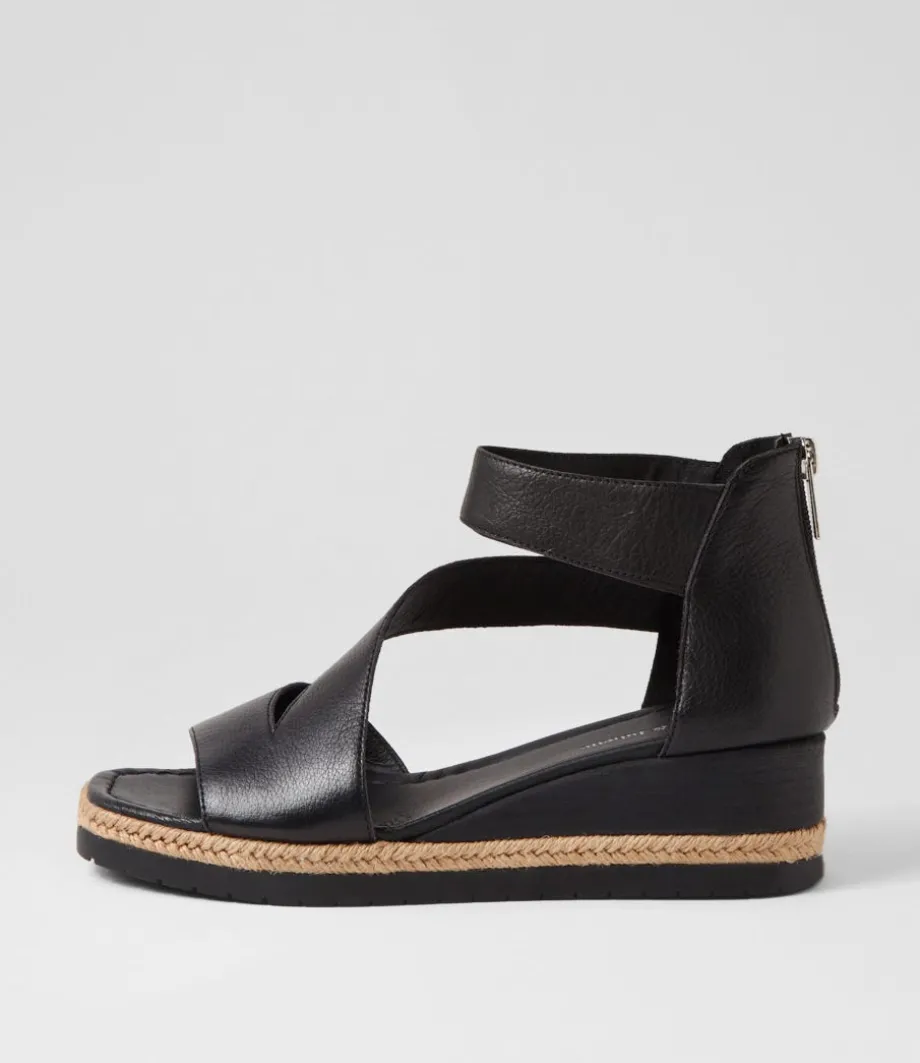 Ismet Black Leather Espadrilles<DJANGO & JULIETTE Discount