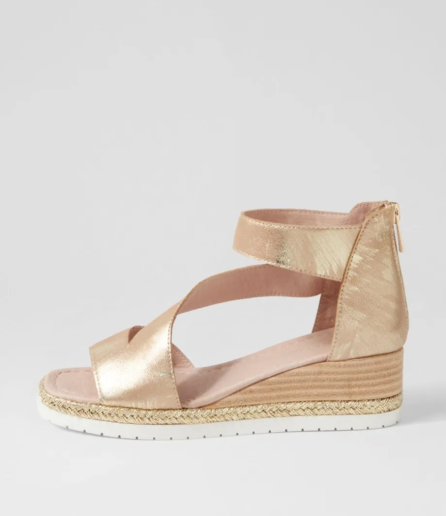 Ismet Old Gold Scratch Leather Espadrilles<DJANGO & JULIETTE Clearance