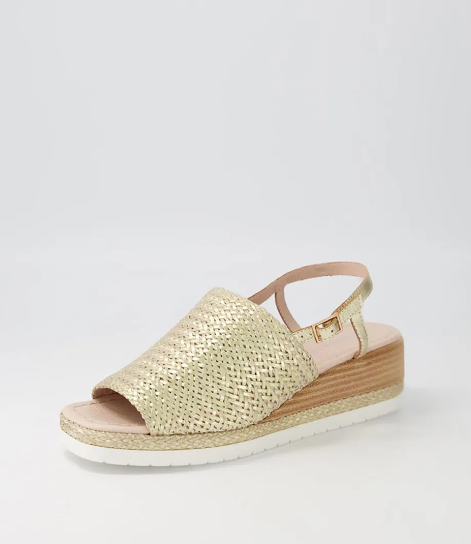 Issah Old Gold Weave Leather Espadrilles<DJANGO & JULIETTE Cheap