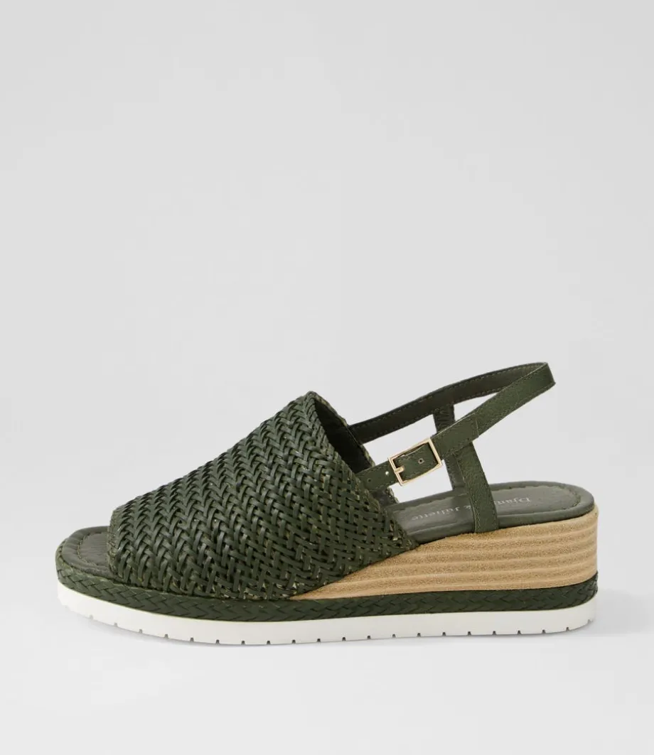 Issah Olive Weave Leather Espadrilles<DJANGO & JULIETTE Clearance