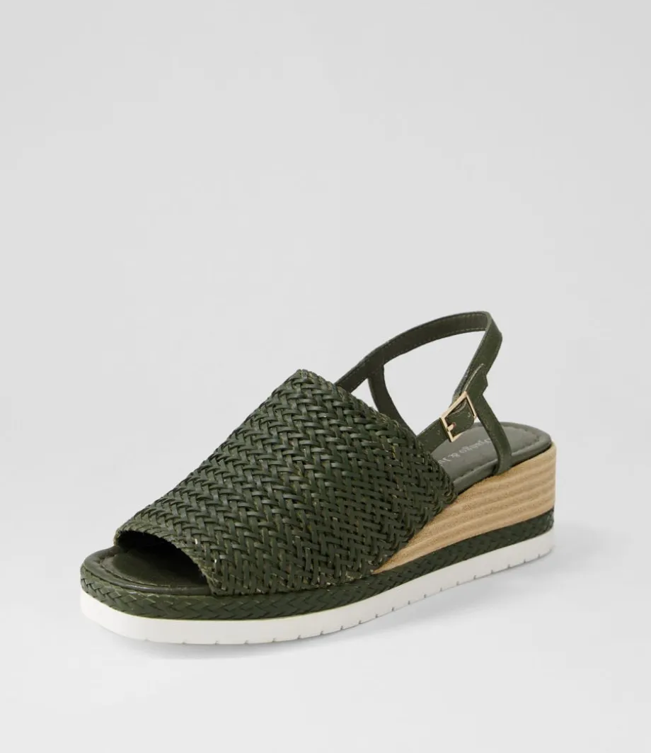Issah Olive Weave Leather Espadrilles<DJANGO & JULIETTE Clearance