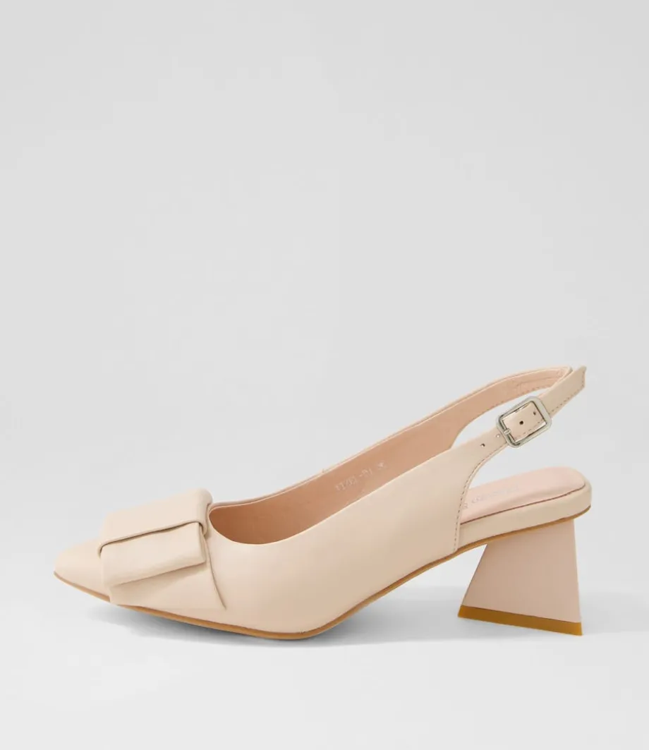 Itzel Nude Leather Heels<DJANGO & JULIETTE Cheap