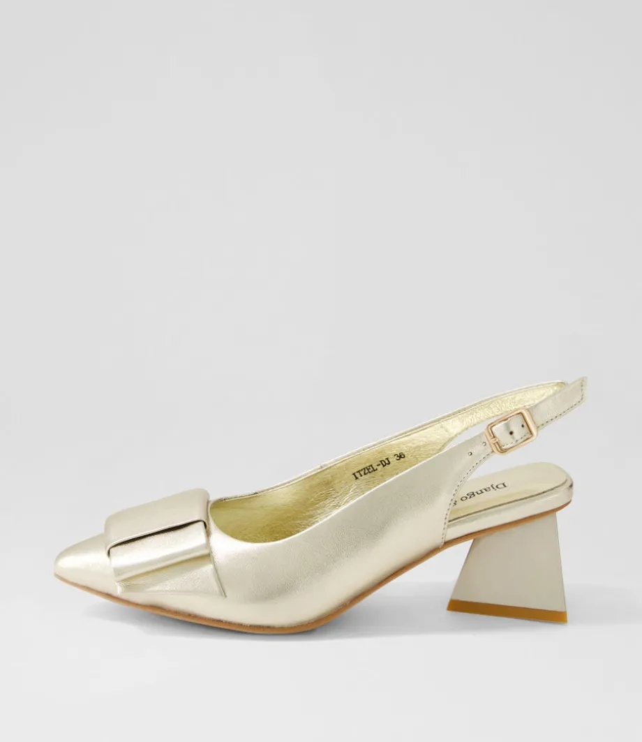 Itzel Pale Gold Leather Heels<DJANGO & JULIETTE New