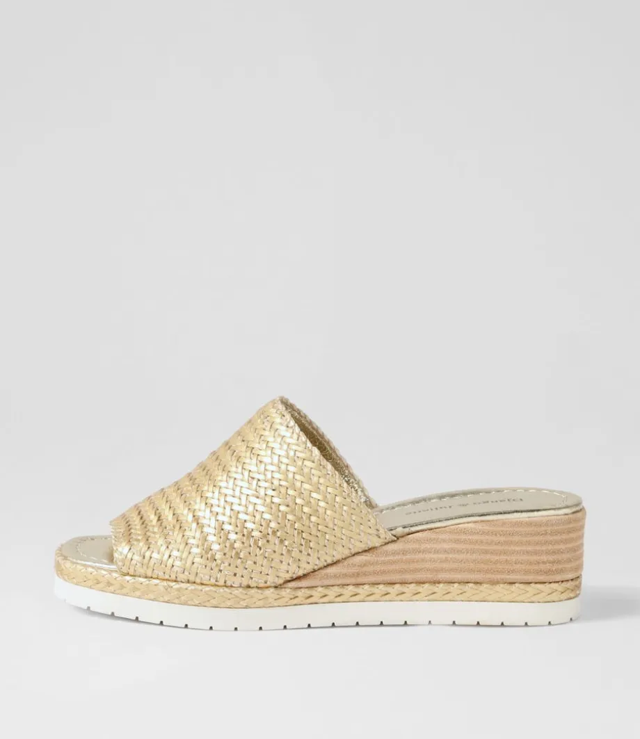 Izze Old Gold Weave Sandals<DJANGO & JULIETTE New