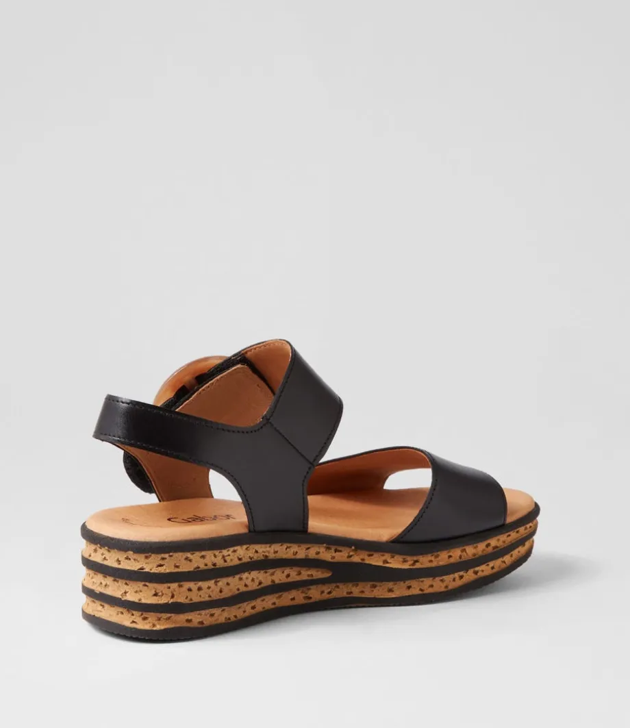 jale_schwarz_leather_sandals_2.webp Jale Schwarz Leather Sandals<GABOR Outlet