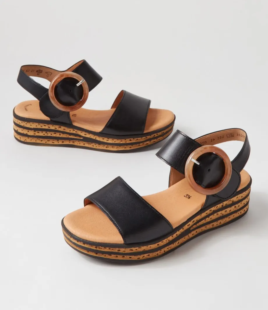 jale_schwarz_leather_sandals_4.webp Jale Schwarz Leather Sandals<GABOR Outlet