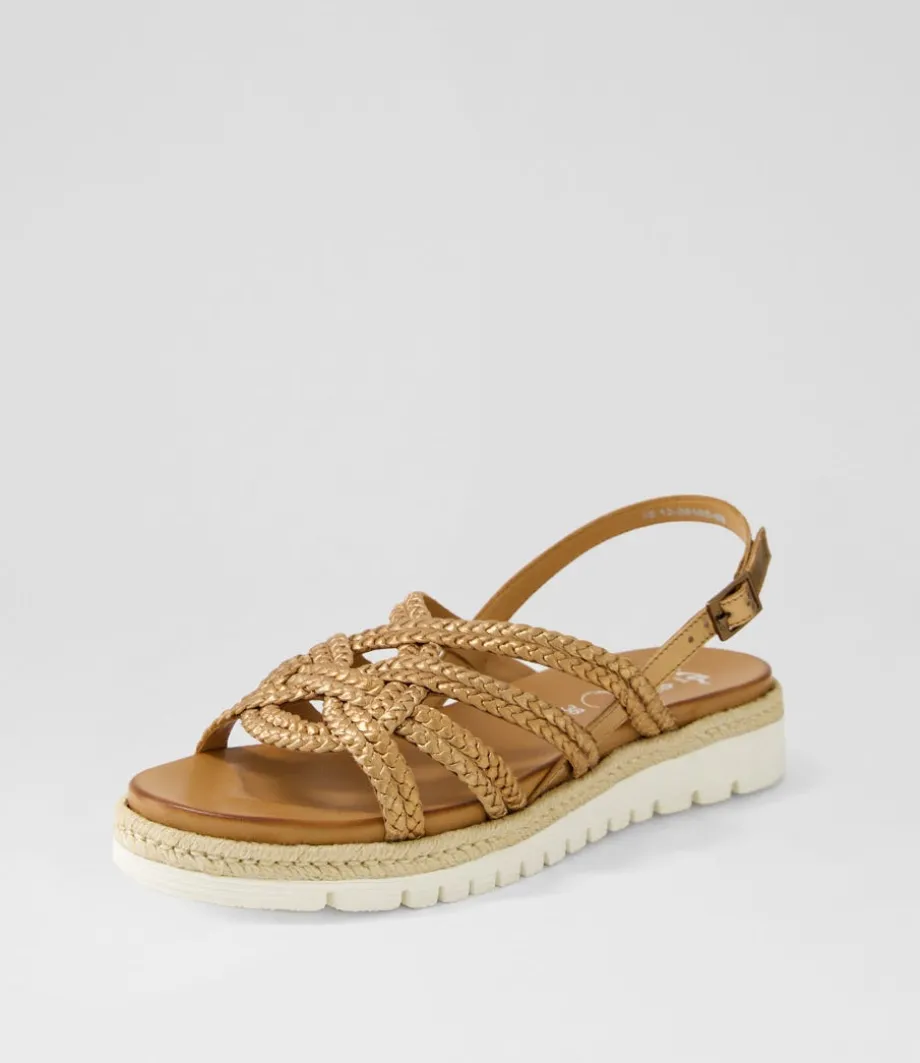 Jamaika 3 Whiskey Leather Sandals<ARA Store