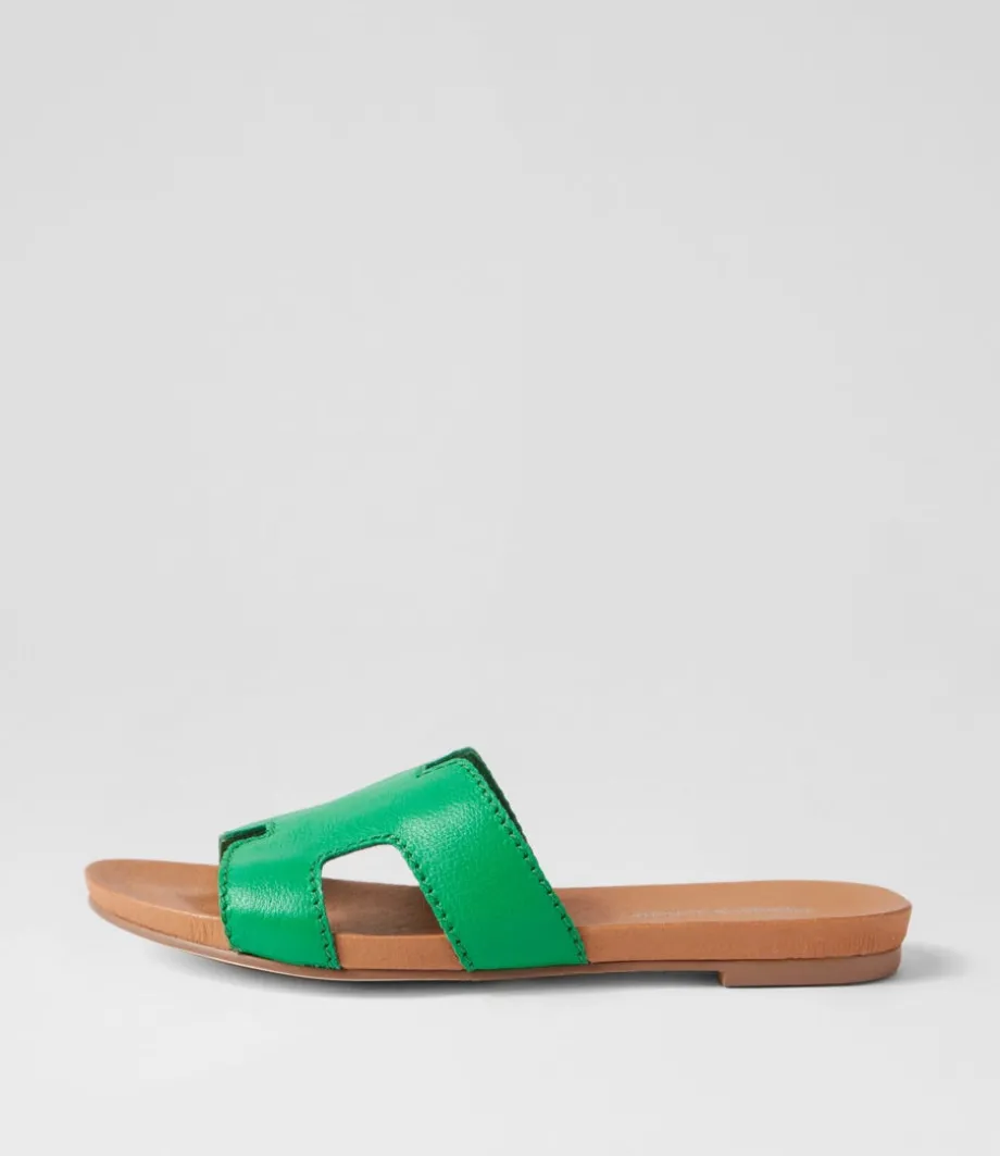 Jamel Bright Emerald Leather Slides<DJANGO & JULIETTE Clearance