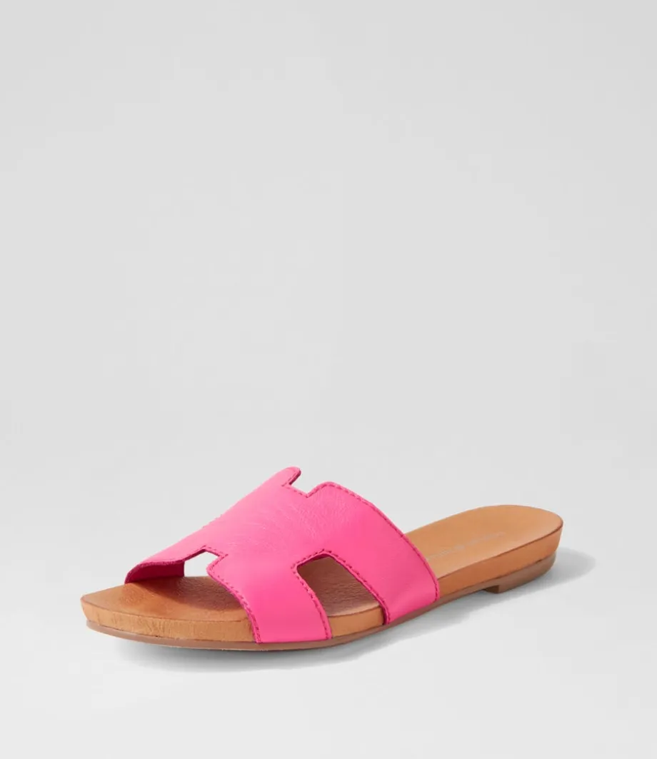 Jamel Hot Pink Leather Slides<DJANGO & JULIETTE Outlet