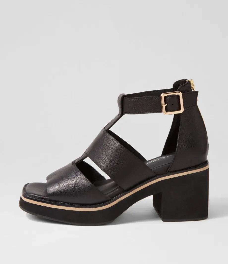 Jasty Black Leather Sandals<DJANGO & JULIETTE Store