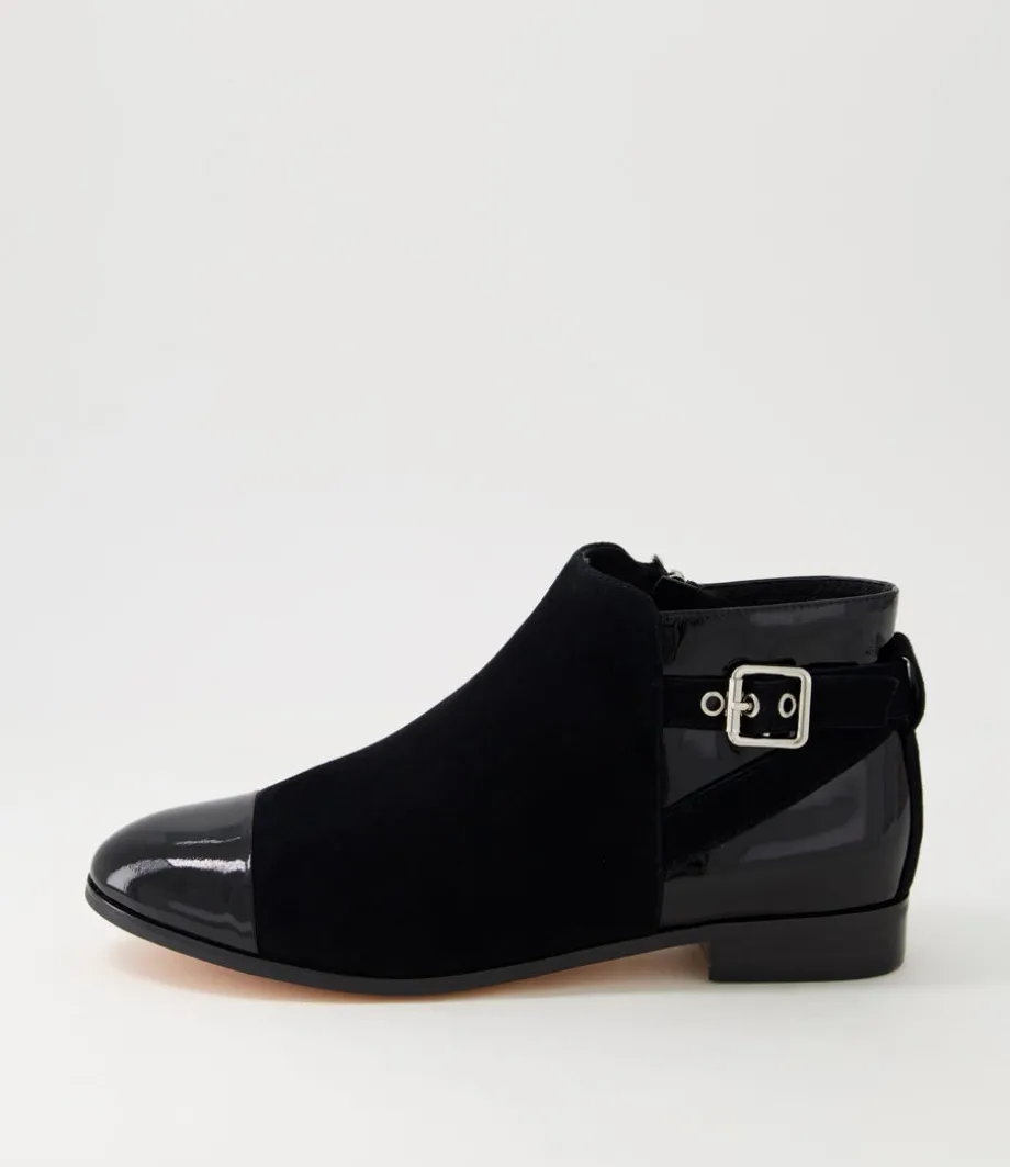 Jesie Black Patent Suede Ankle Boots<DJANGO & JULIETTE Cheap