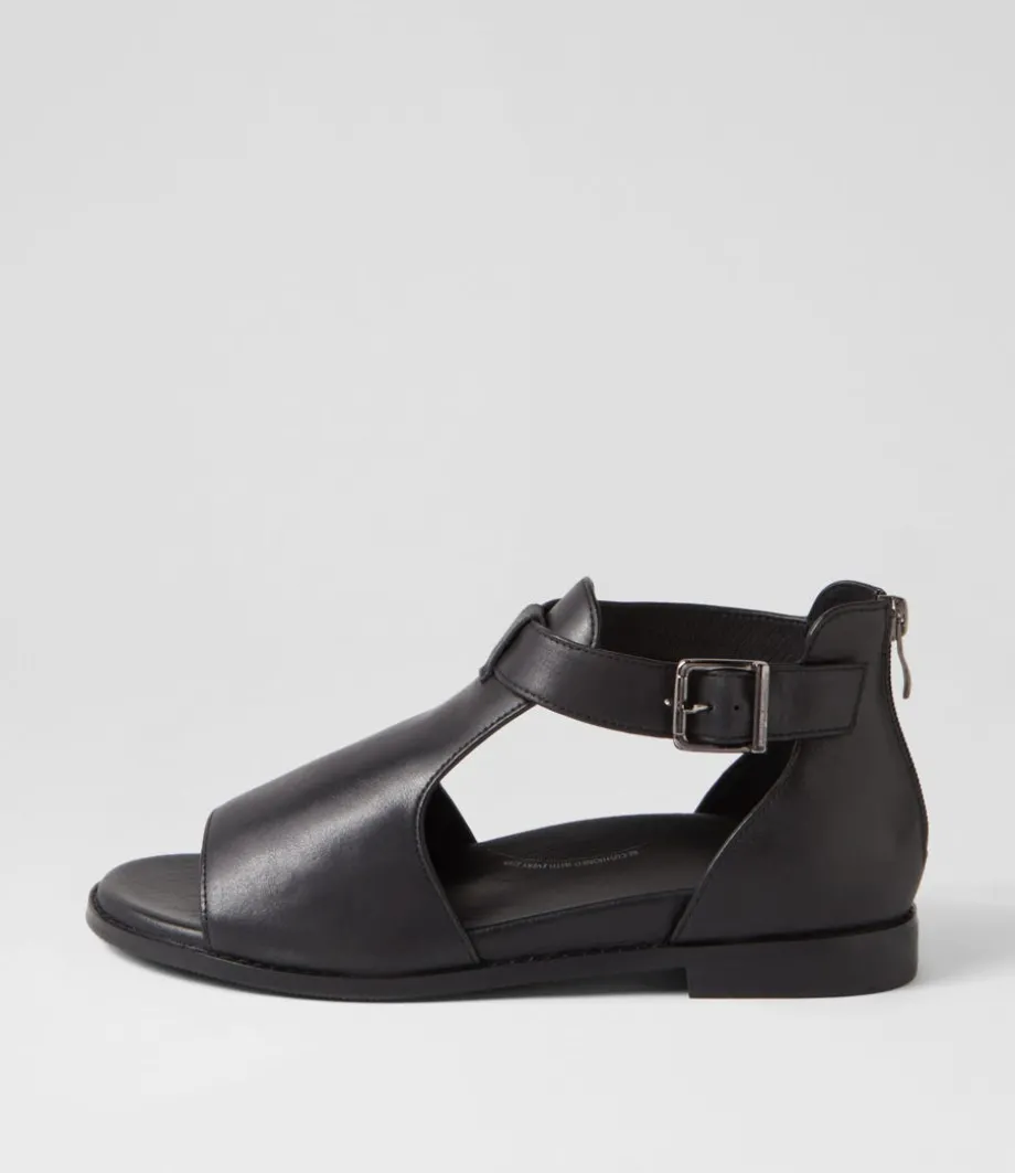 Jeskie W Black Leather Sandals<ZIERA Flash Sale
