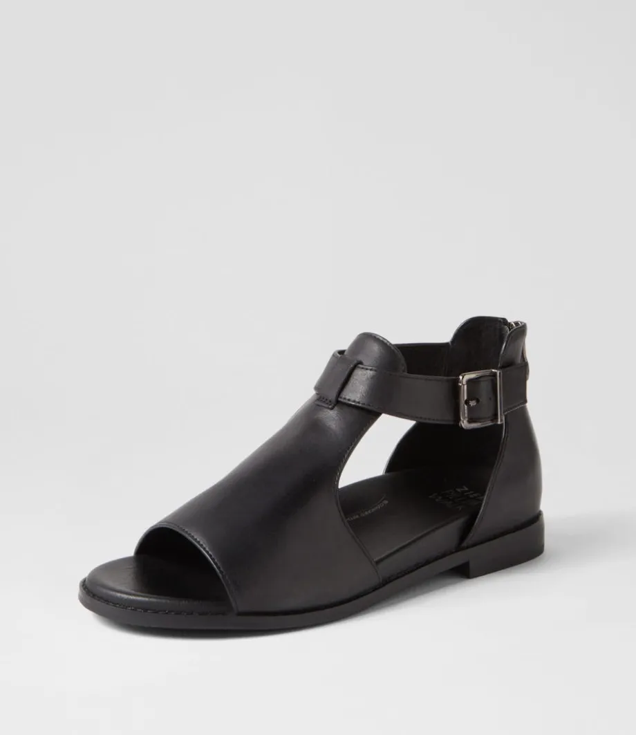 Jeskie W Black Leather Sandals<ZIERA Flash Sale
