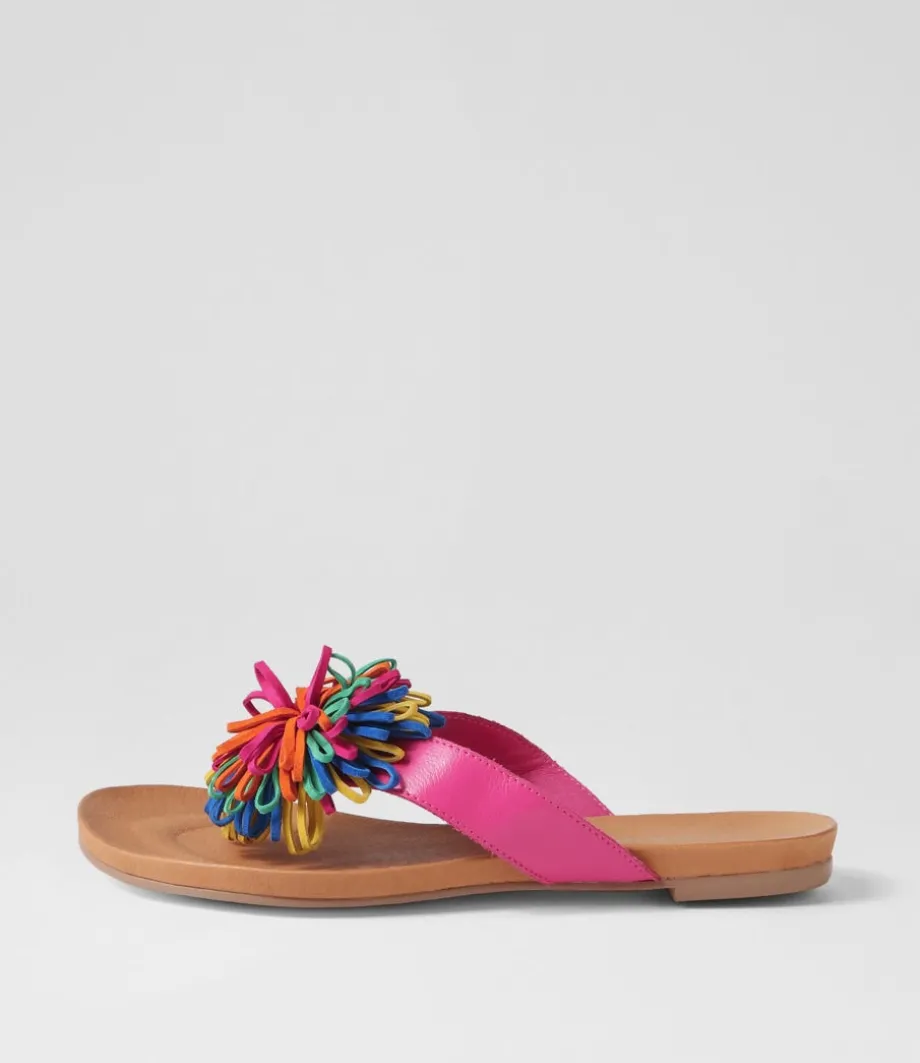 Jillee Fuchsia Bright Leather Thongs<DJANGO & JULIETTE Sale