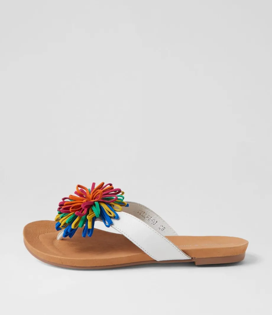 Jillee White Bright Leather Thongs<DJANGO & JULIETTE Shop