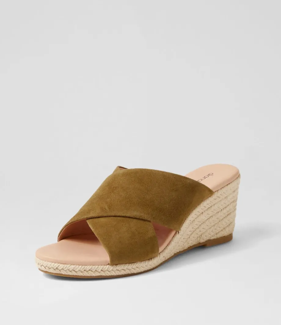 Jinna Khaki Suede Sandals<DIANA FERRARI Online