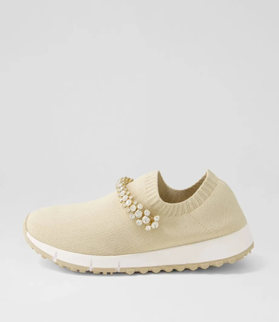 Jolo Sand Gold Trim Fabric Sneakers<DJANGO & JULIETTE Shop