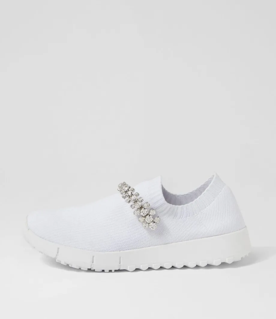 Jolo White Silver Trim Fabric Sneakers<DJANGO & JULIETTE Cheap