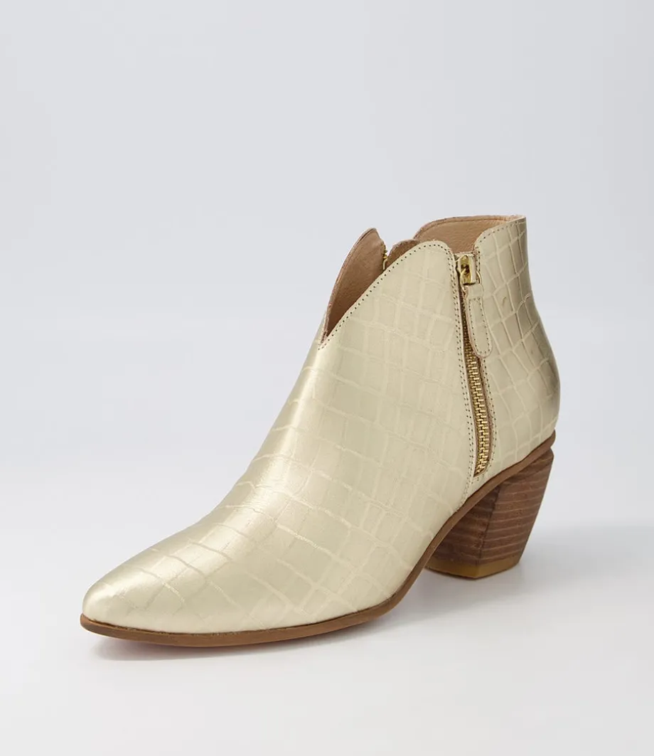 Josky Gold Croc Leather Ankle Boots<DJANGO & JULIETTE Sale