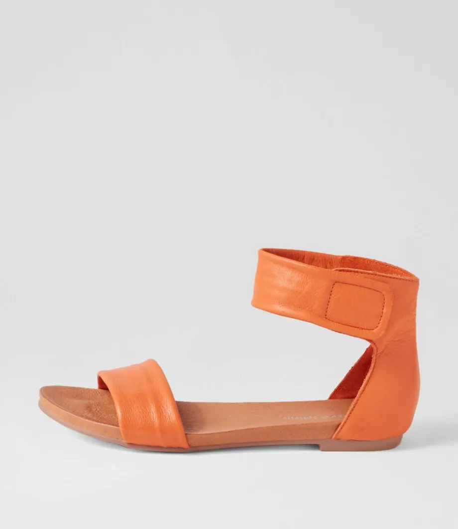 Juzz Bright Orange Leather Sandals<DJANGO & JULIETTE Discount