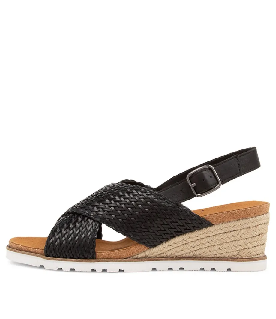 Kaeme W Black Weave Leather Sandals<ZIERA Hot