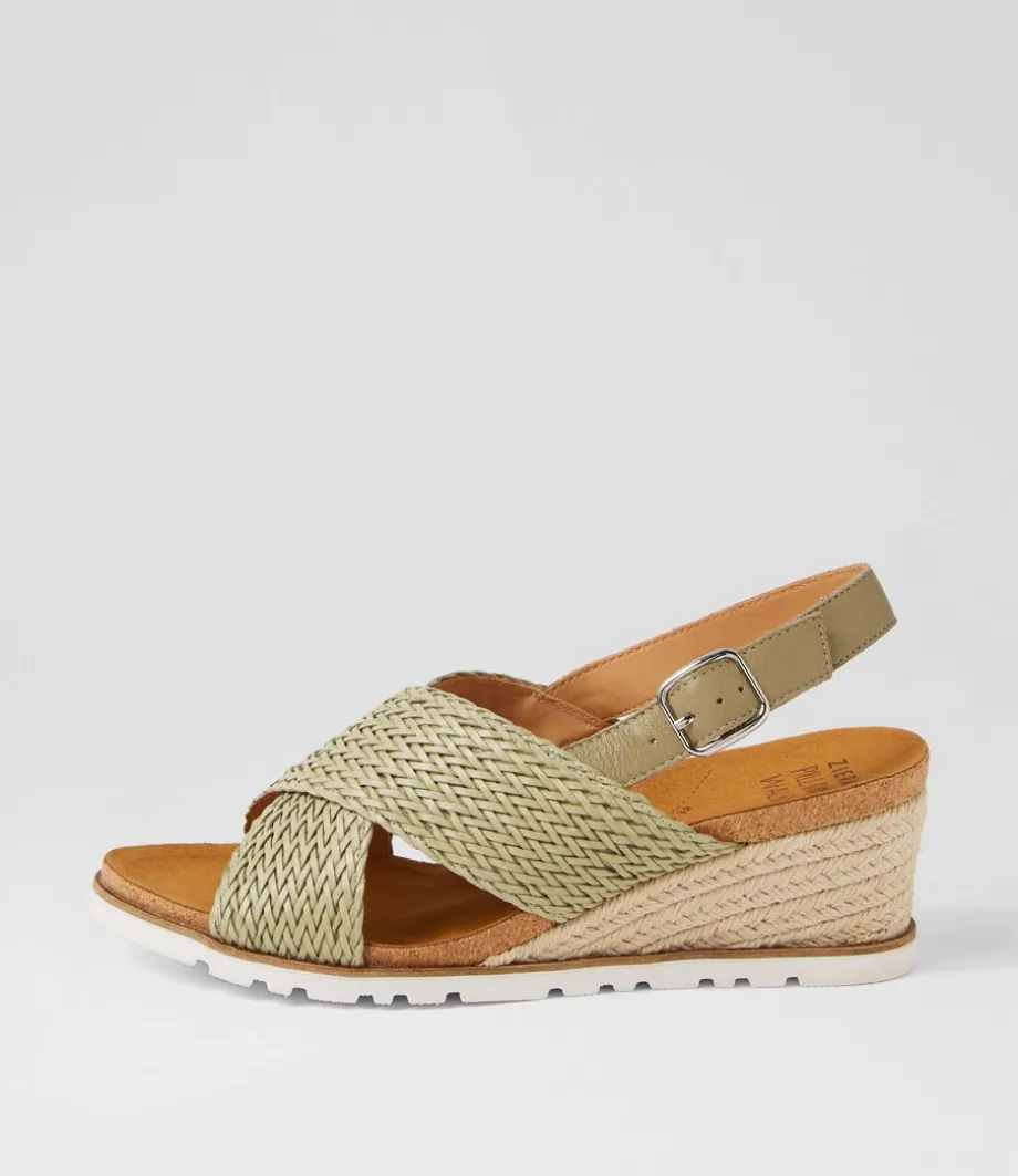 Kaeme W Khaki Weave Leather Sandals<ZIERA Cheap