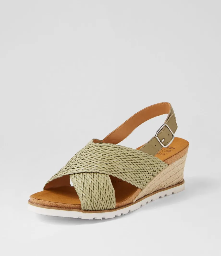 Kaeme W Khaki Weave Leather Sandals<ZIERA Cheap