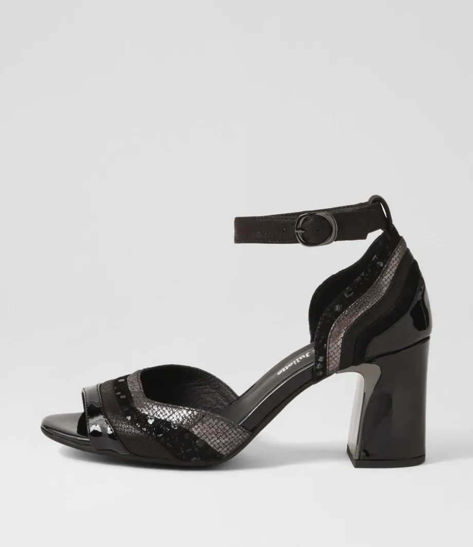 Kage Black Mix Suede Leather Sandals<DJANGO & JULIETTE Cheap