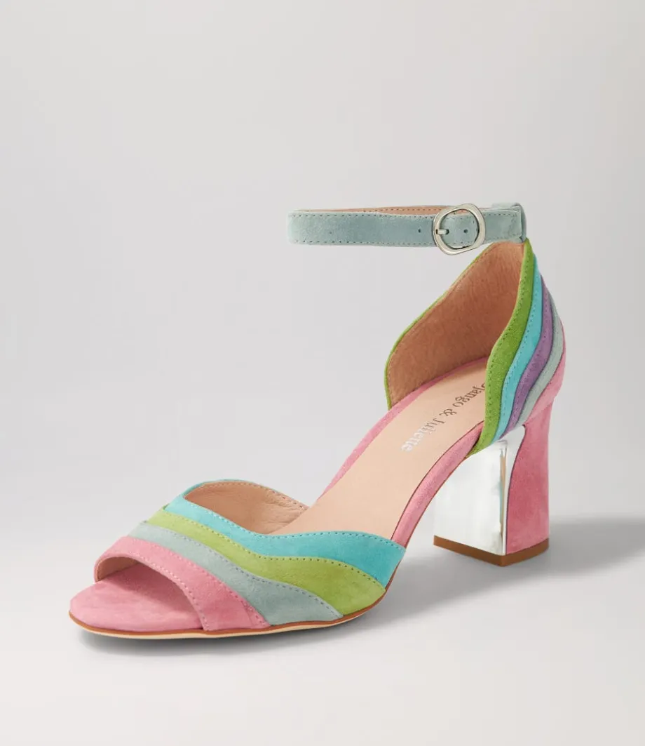 Kage Pastel Multi Suede Sandals<DJANGO & JULIETTE Clearance